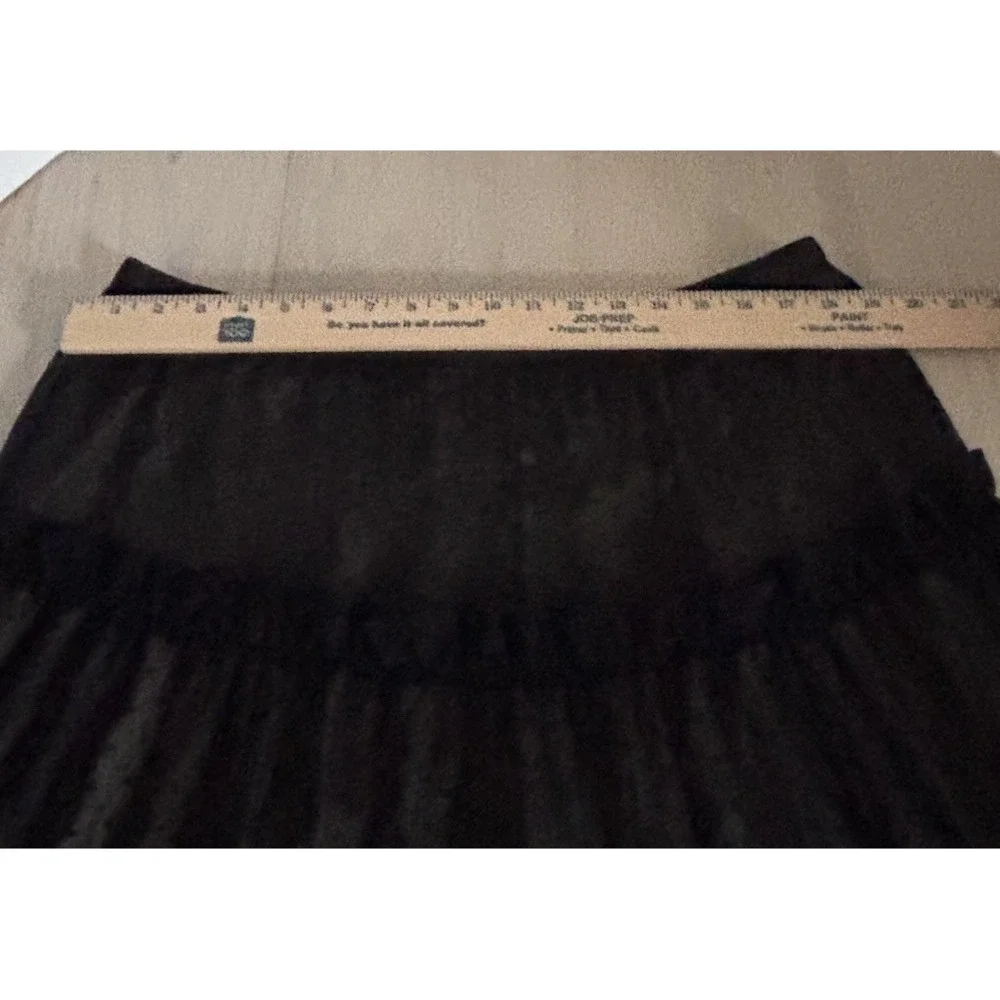 Simonton Says Black Sheer Polka Dot Tiered Skirt Women's Flowy Boho A-Line Large